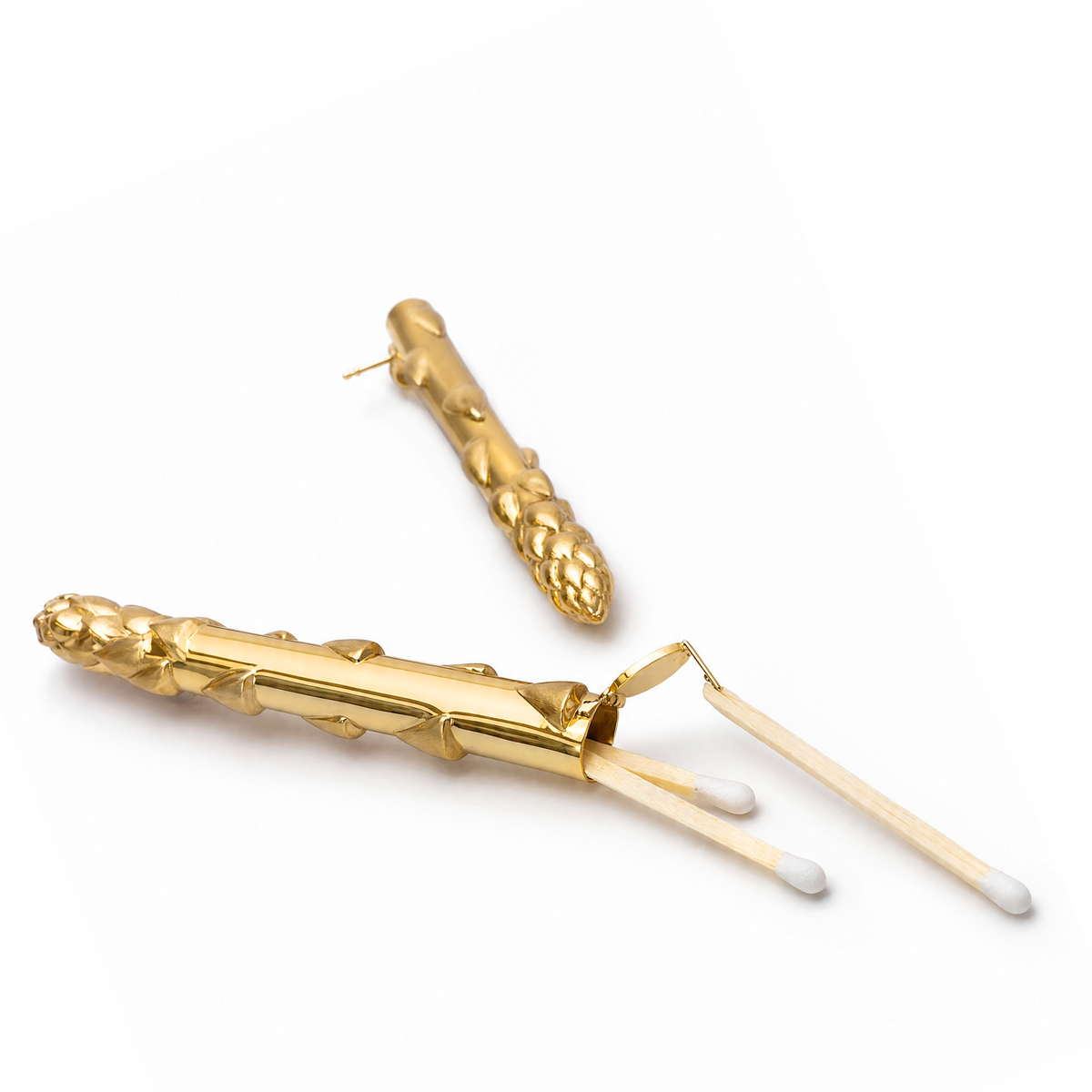 Gold Secret Stash Asparagus Earrings