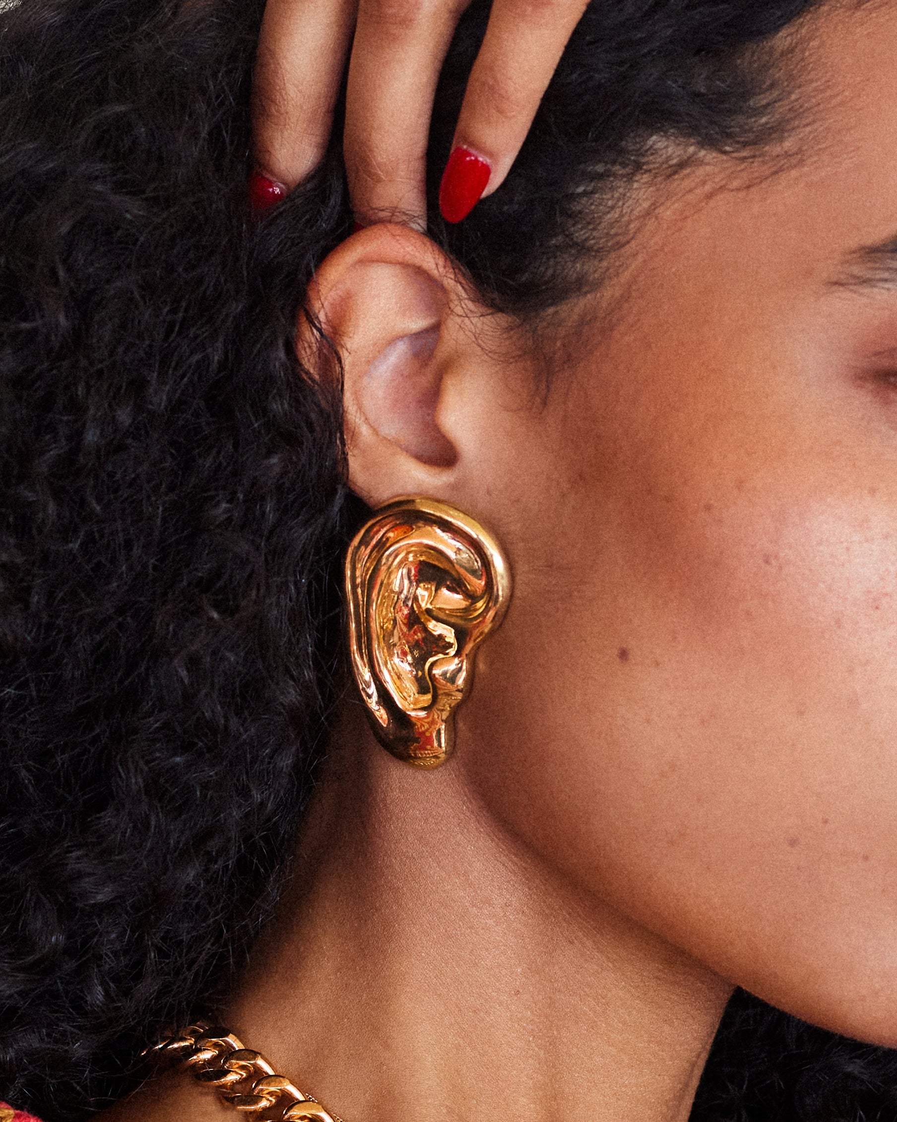 Gold Eavesdrop Large Earring