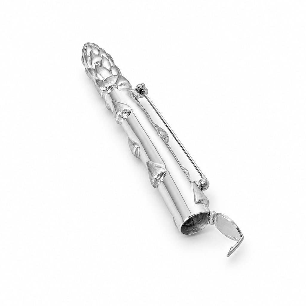 Silver Secret Stash Asparagus Brooch