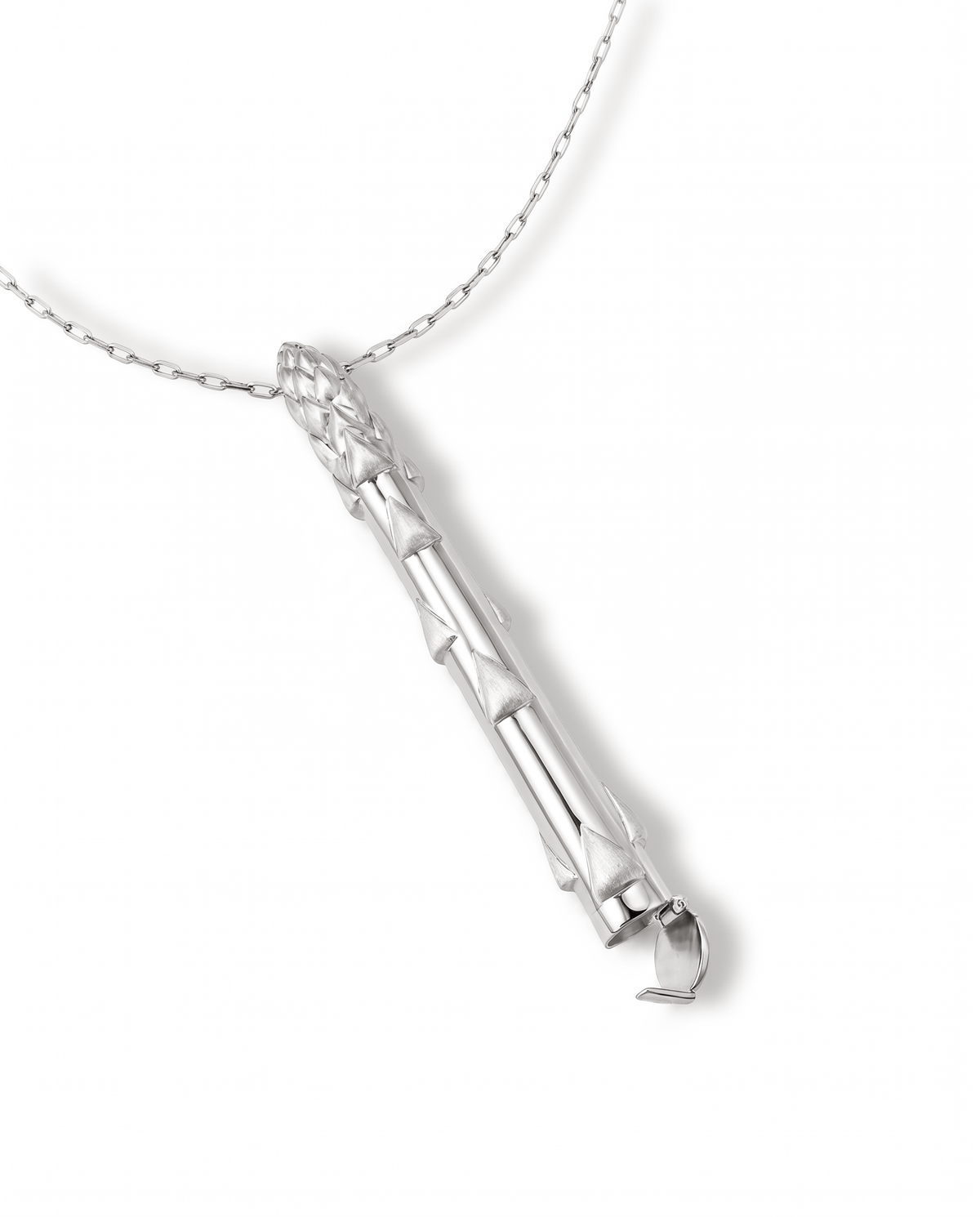 Silver Secret Stash Asparagus Necklace