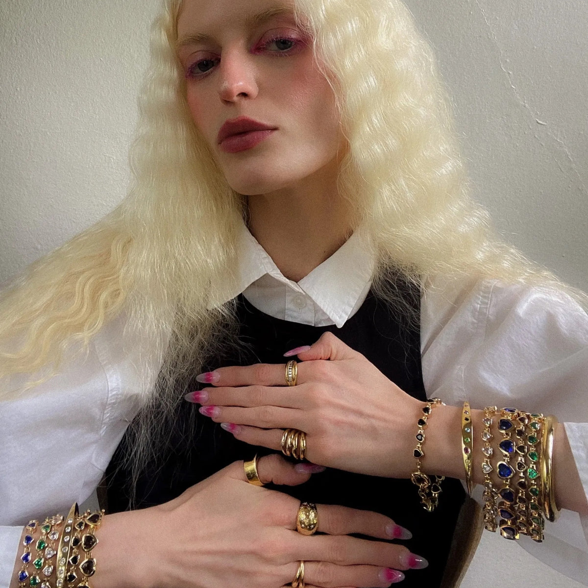 Gold Ellsworth Cuff with White Topaz