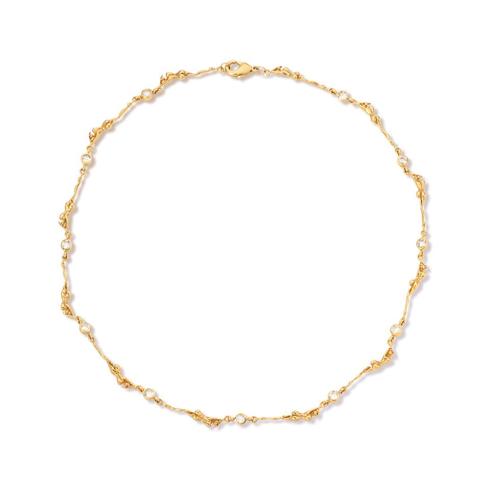 Gold Leah Necklace with Diamonds