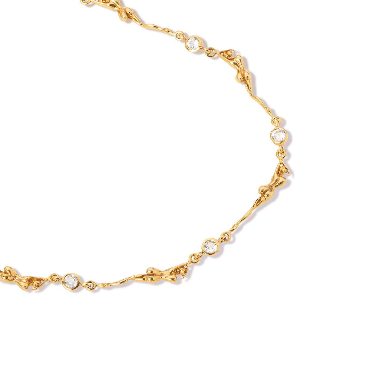 Gold Leah Necklace with Diamonds