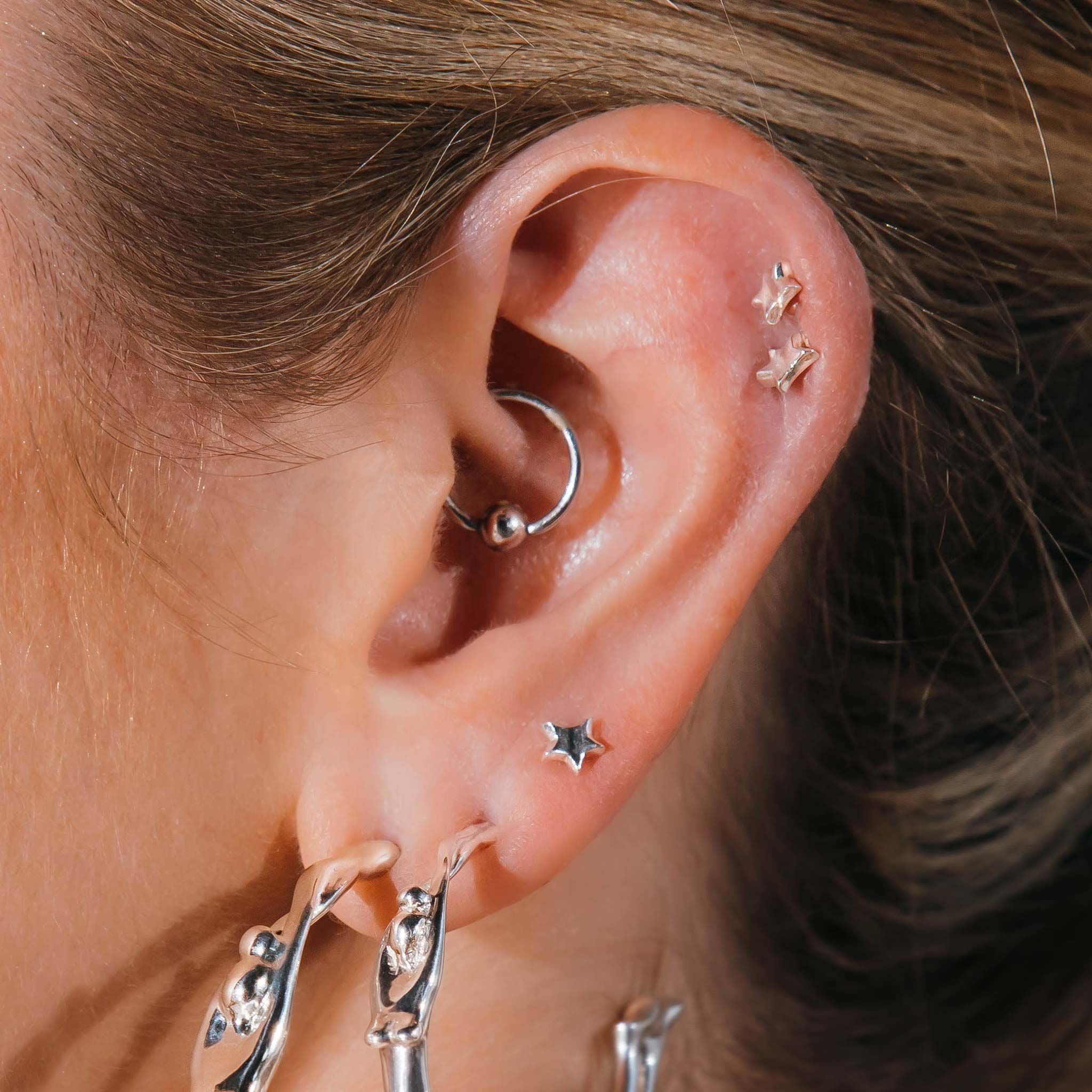 Silver Alice Star Studs