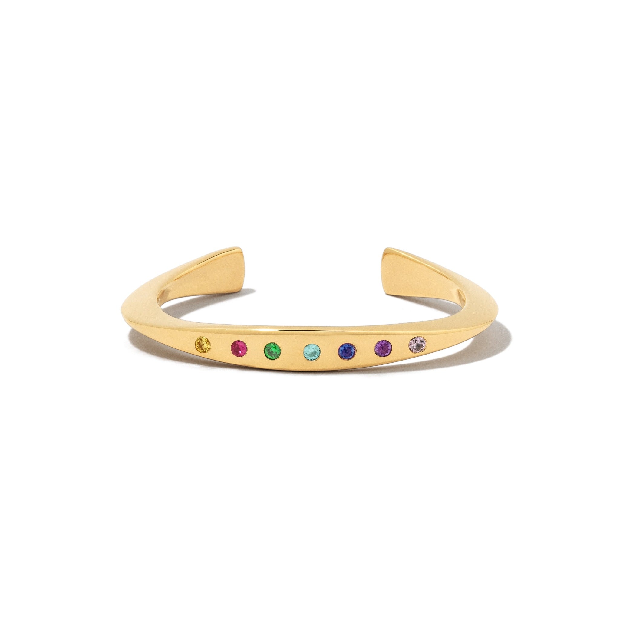 Gold Ellsworth Cuff with Rainbow Quartz