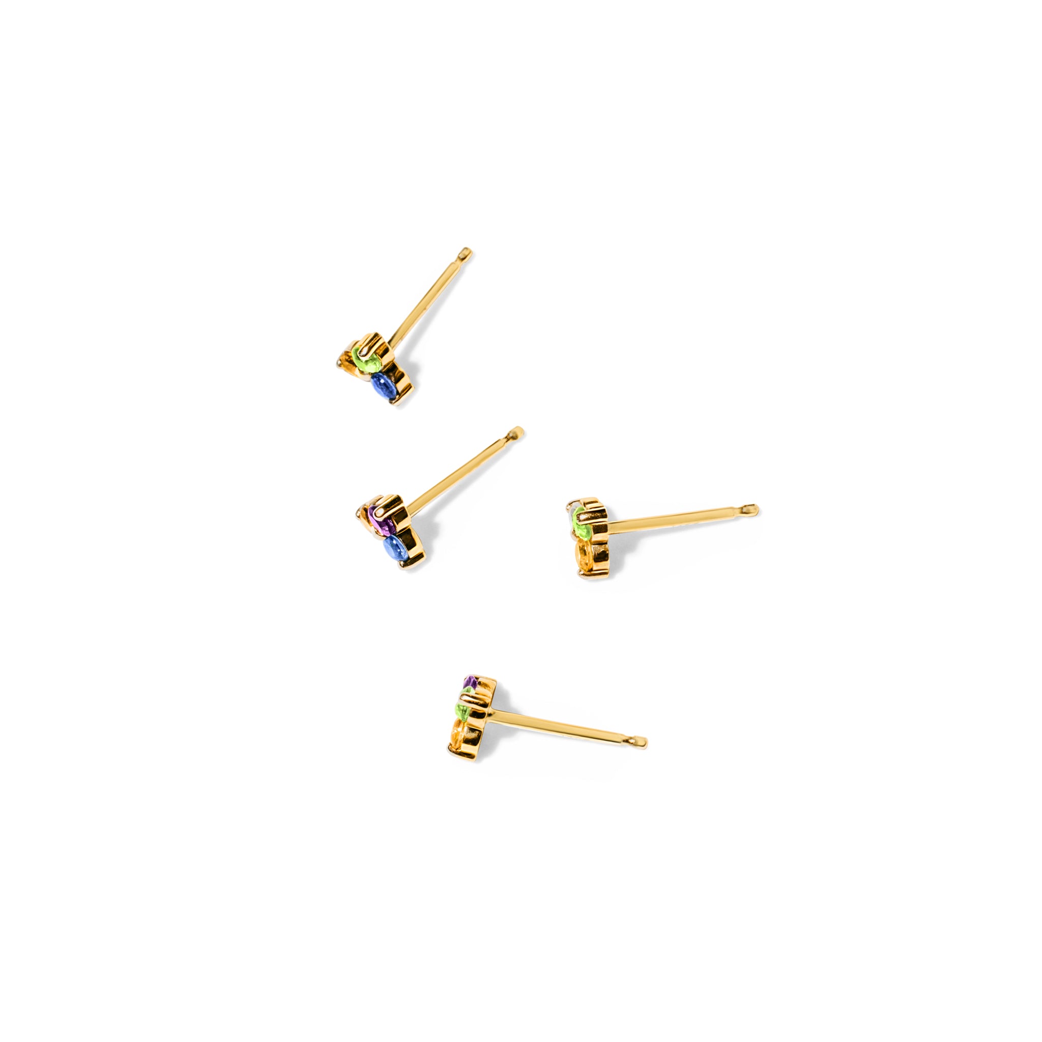 14k Gold Multi Colored Raleigh Studs