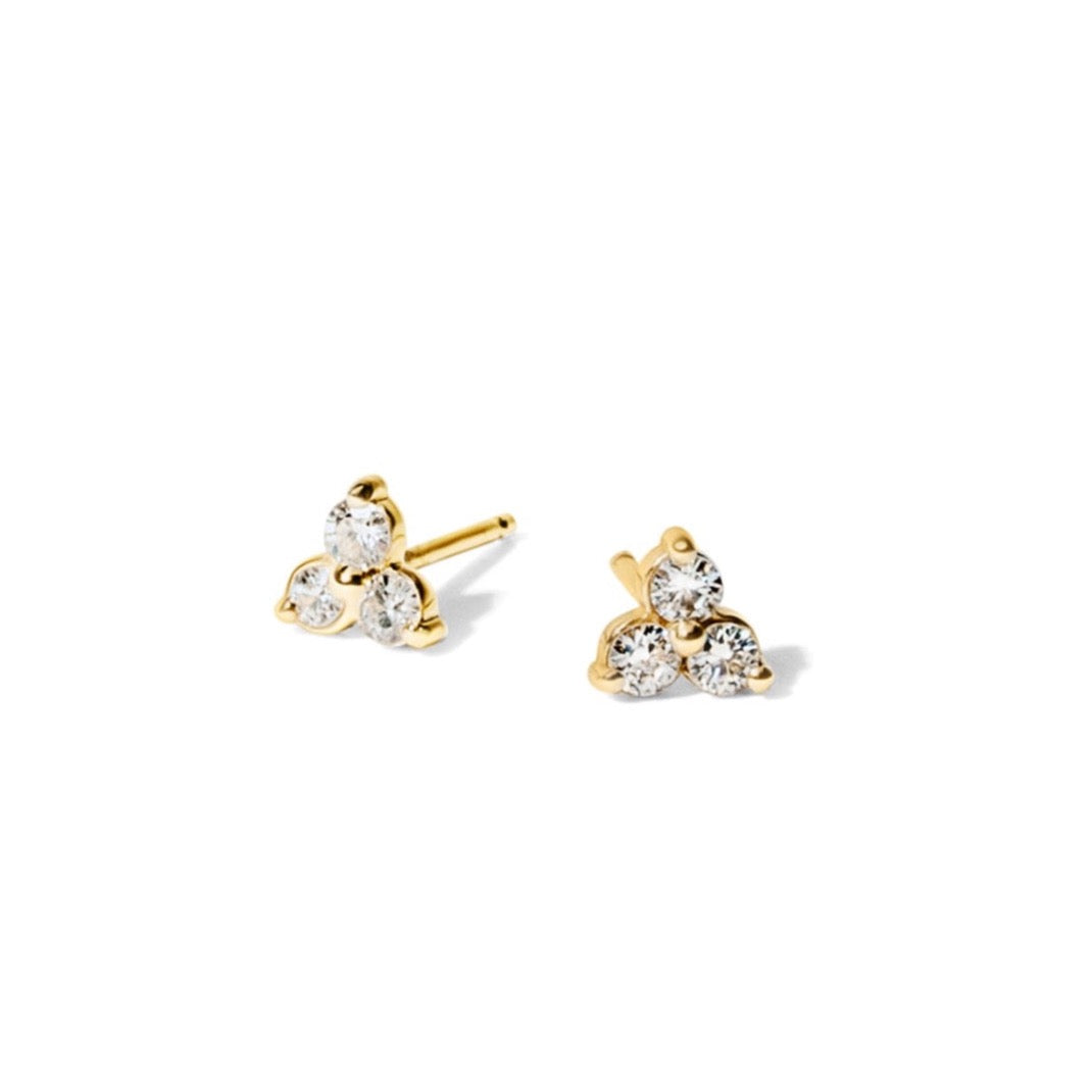 14k Gold and White Diamond Raleigh Studs