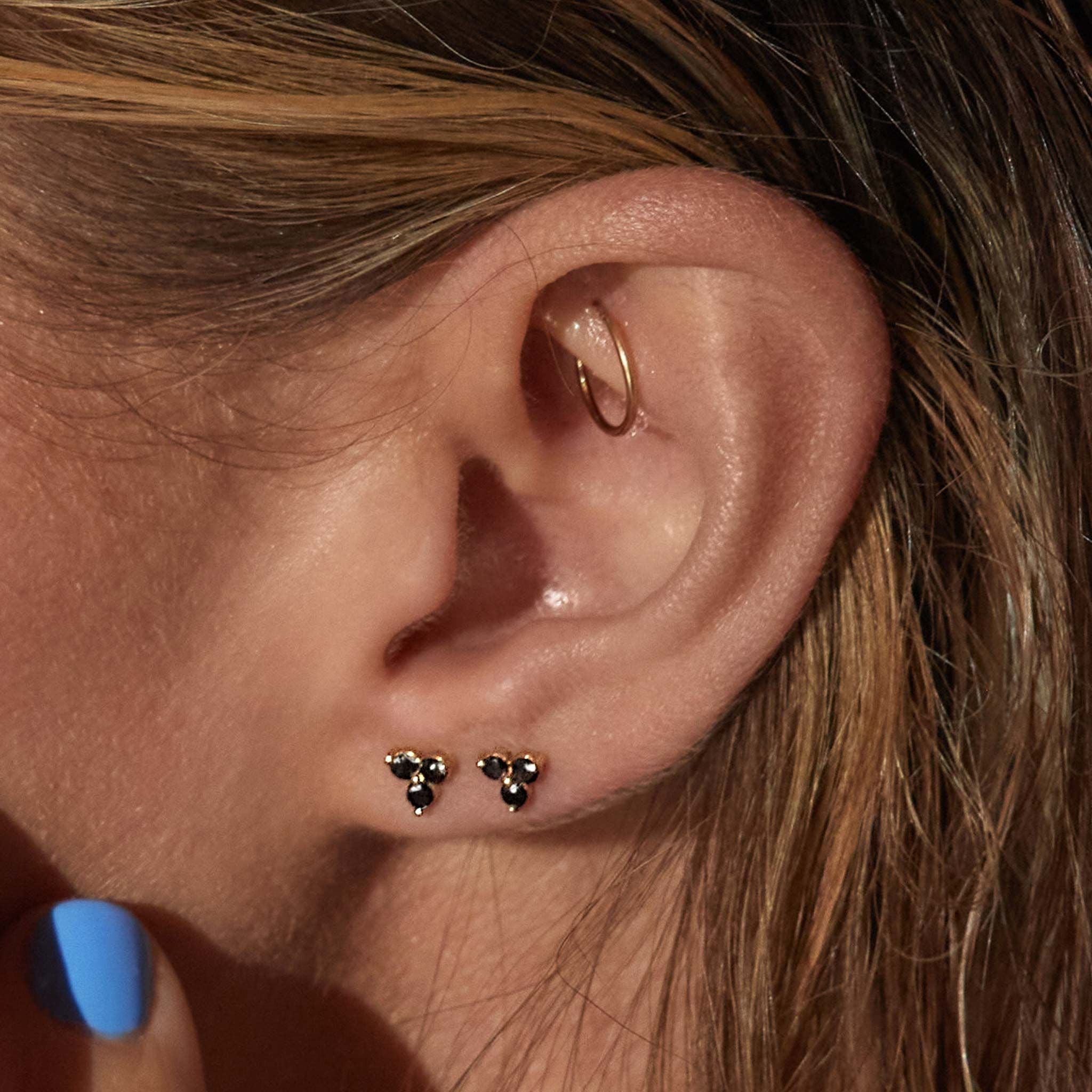 14k Gold and Black Diamond Raleigh Studs