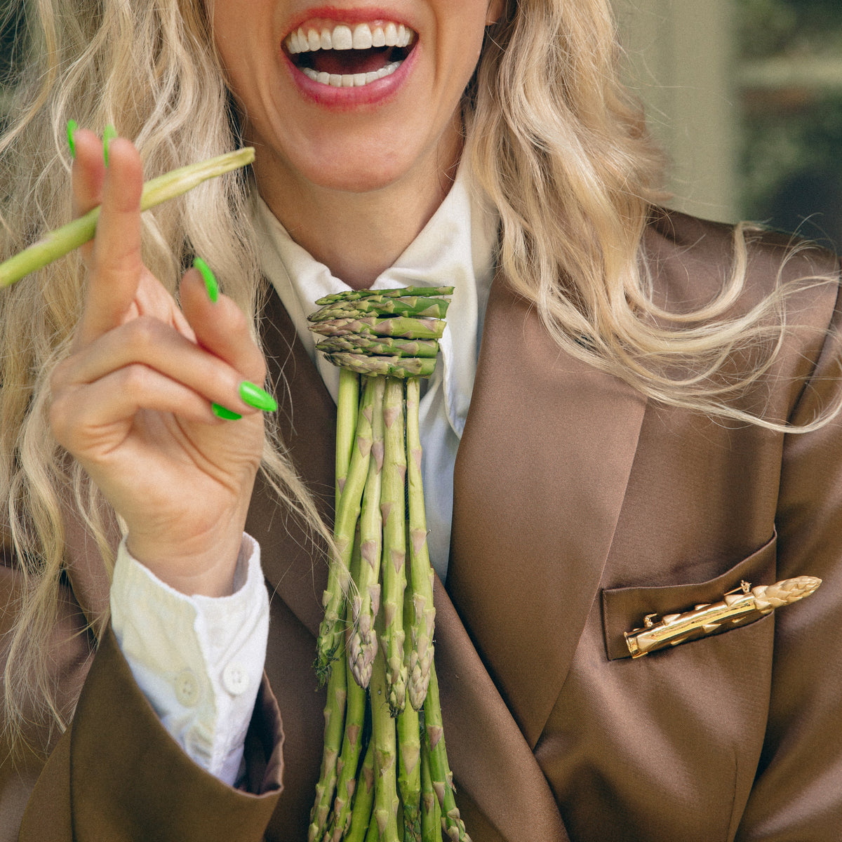 Gold Secret Stash Asparagus Brooch