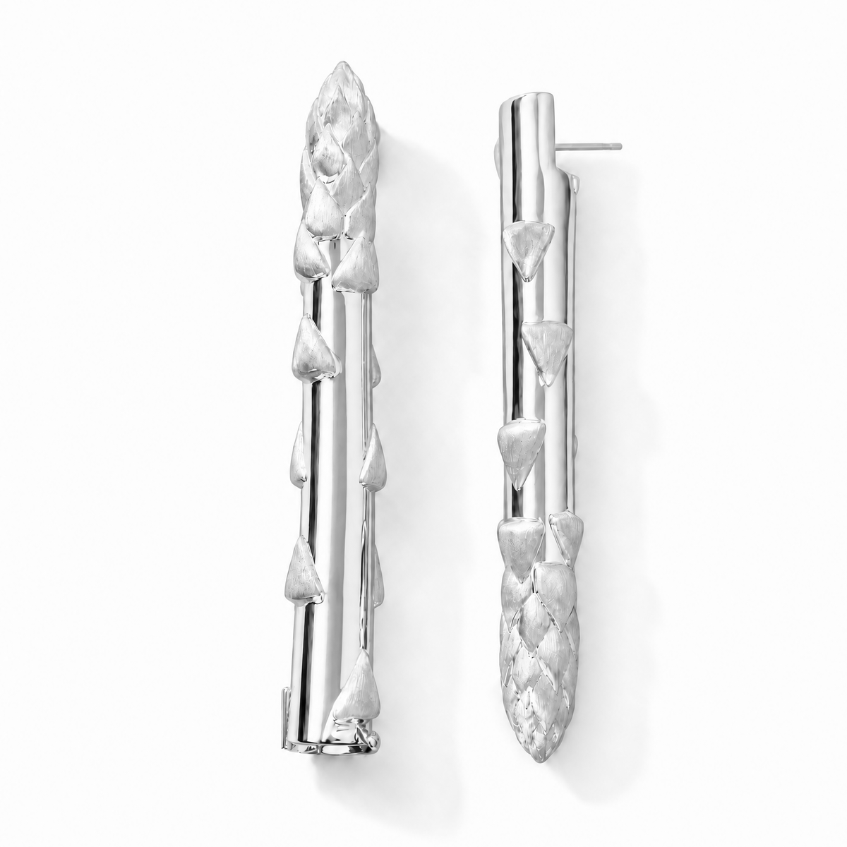Silver Secret Stash Asparagus Earrings