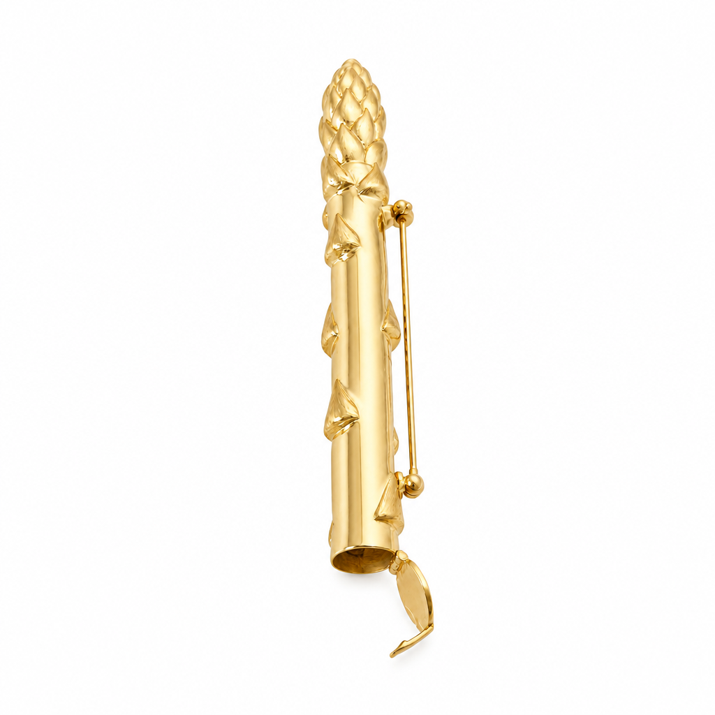 Gold Secret Stash Asparagus Brooch
