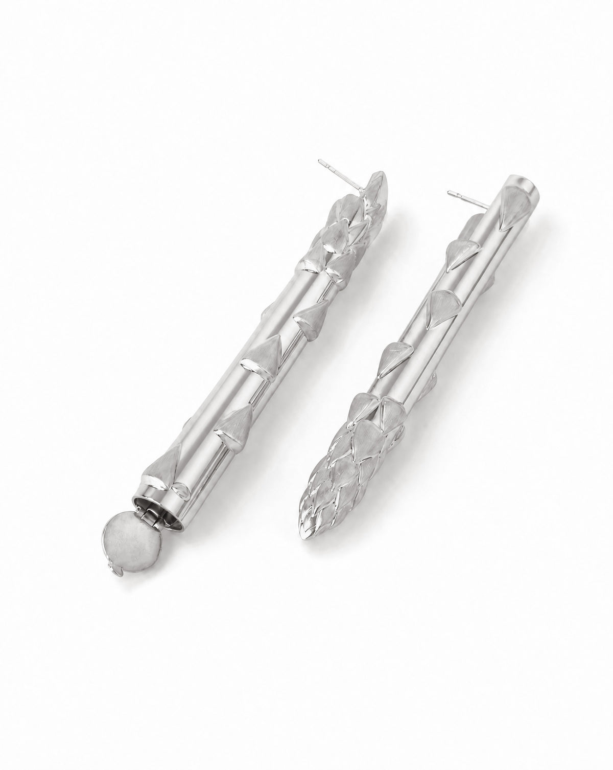 Silver Secret Stash Asparagus Earrings