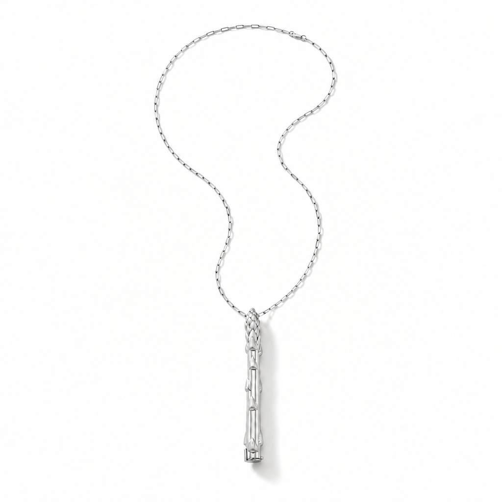 Silver Secret Stash Asparagus Necklace