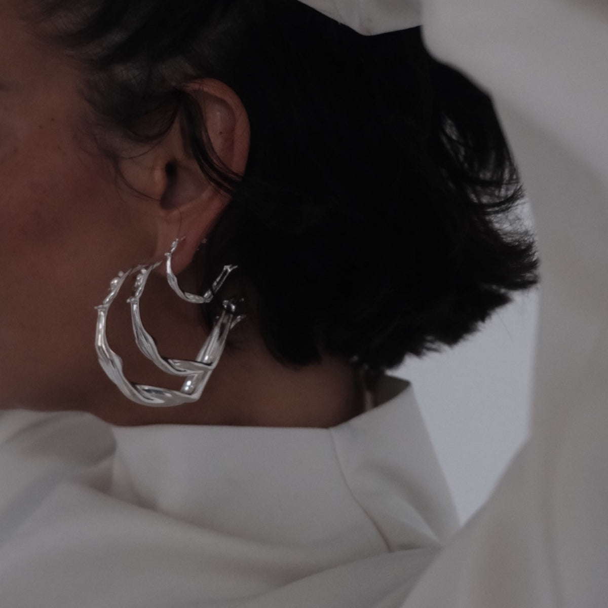 Silver Scarlett Medium Hoops