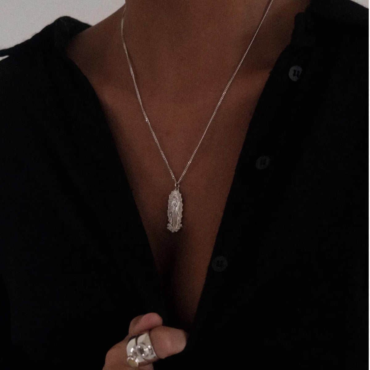 Silver Guadalupe Necklace