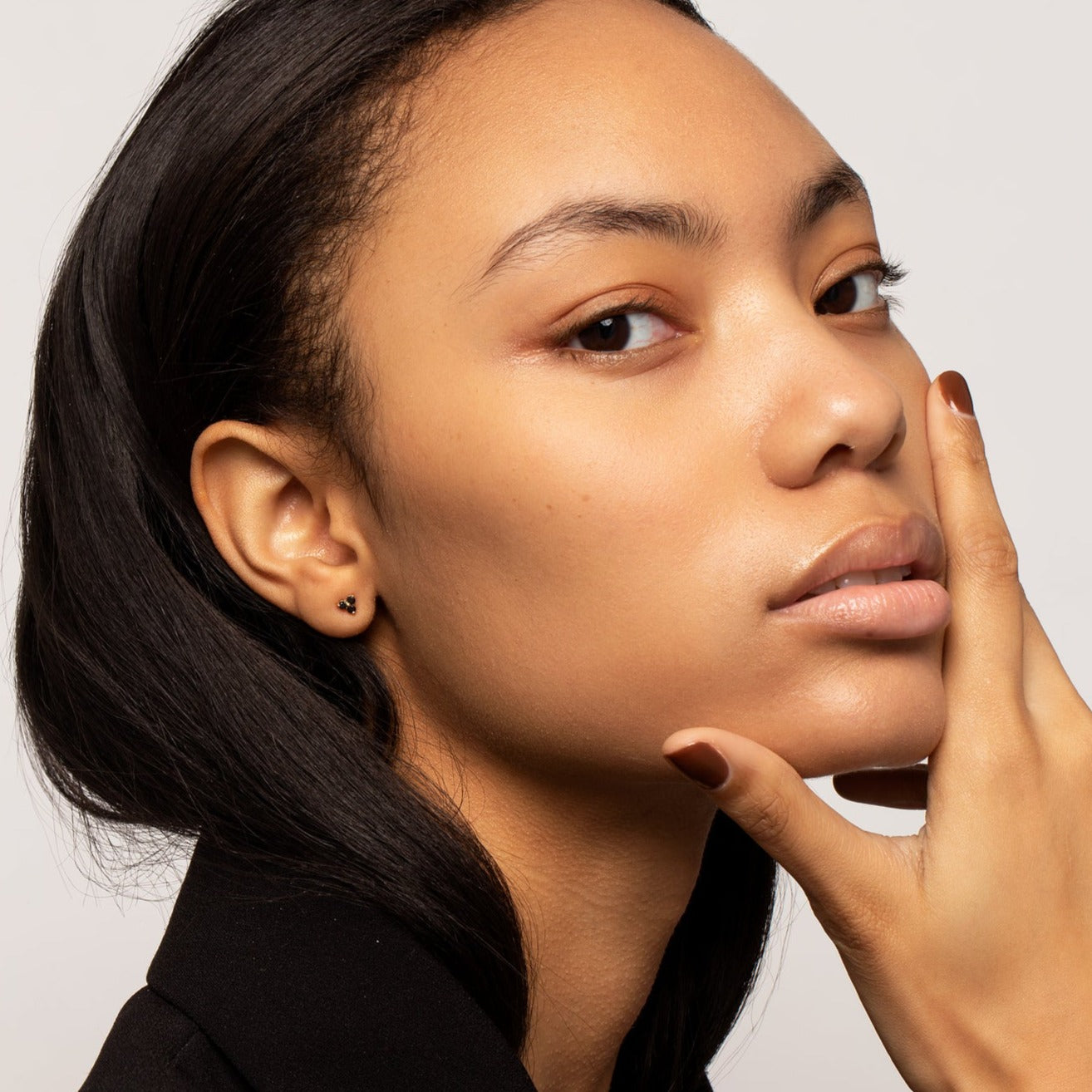 14k Gold and Black Diamond Raleigh Studs