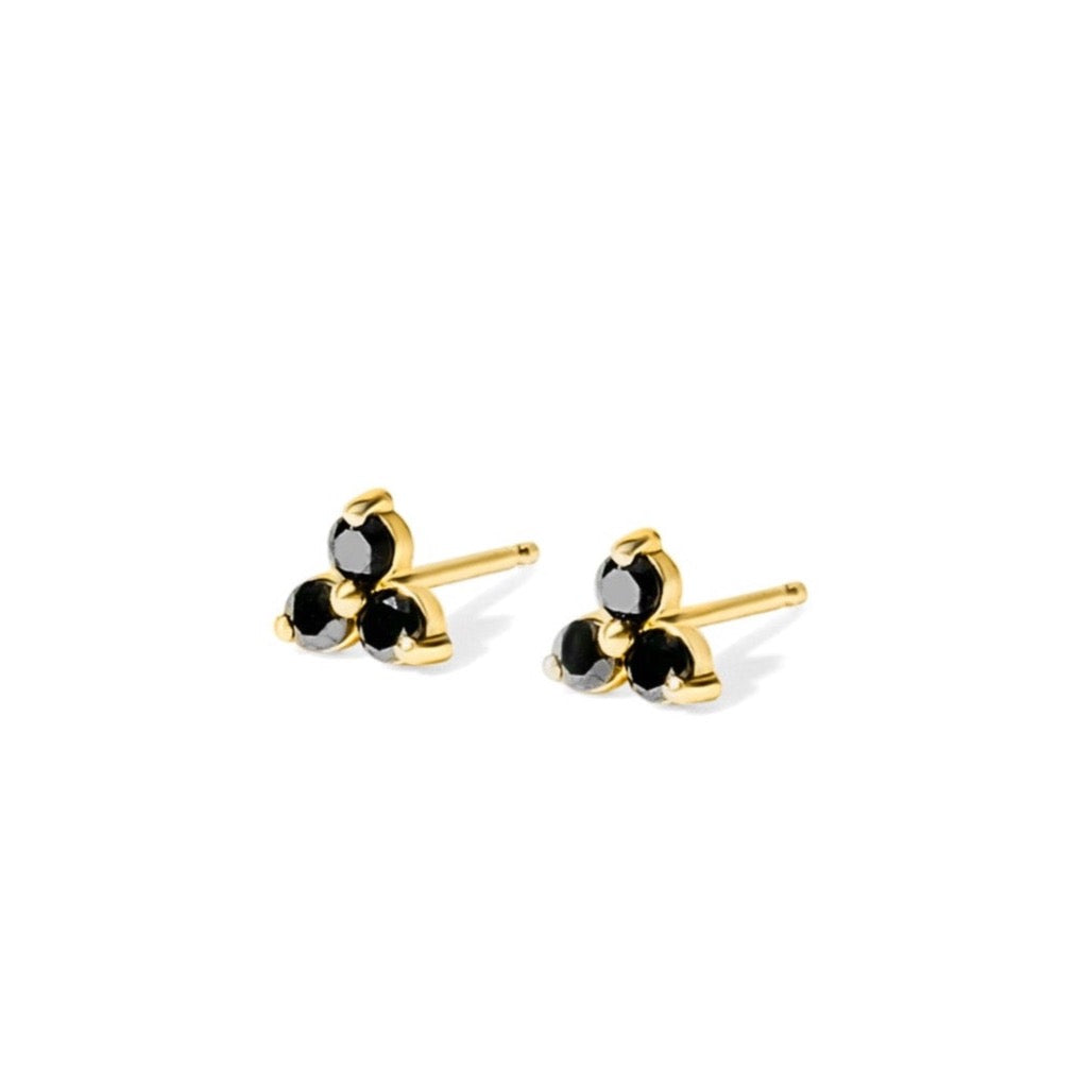 14k Gold and Black Diamond Raleigh Studs